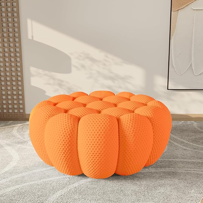 WJShome Bubble Couch42 Modern Curved Sofa Morden Lazy Floor Sofa Ottoman Foam Filled Footstool for Couch Orange Chair for Living Room Office Apartment