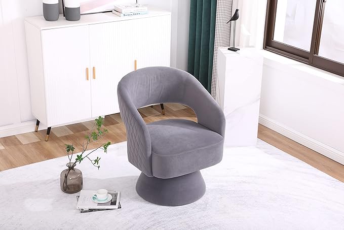 Swivel Accent Chair Armchair Round Barrel Chair in Fabric for Living Room Bedroom Grey