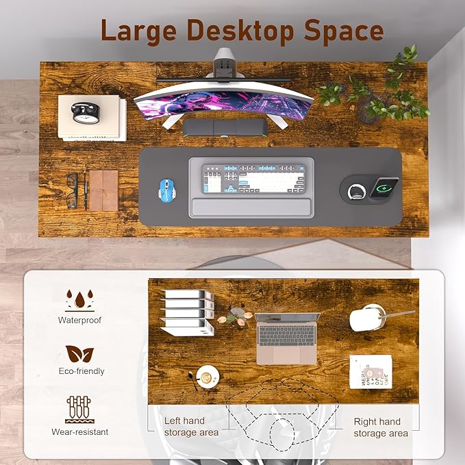 AZN Computer Desk Office Desk 47'' Computer Desk for Work Study Writing Gaming Office Desk w/ 24in Wide Desktop &amp Large Legroom Home Office Desks w/Waterproof &amp Scratch-Resistant Surface