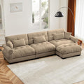 Oversized L Shaped Sectional Sofa 3 Seater Modular Velvet Cloud Couch with Ottoman Large Fluffy Couch Set for Living Room Camel