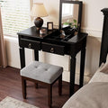 Black Makeup Vanity Desk Set with Flip Top Mirror 31.5 Small Vanity Desk with Mirror Dressing Table with 2 Drawers &amp 7 Compartments Makeup Table with Hidden Fabric Stool for Bedroom Small Spac