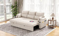 Sectional Sleeper Sofa with Pull Out Couch Bed with Storage Chaise for Living Room Comfy Linen Modular Sectional Sofa with Dual USB &amp Type-C Cup Holders (Beige 81 Inches)