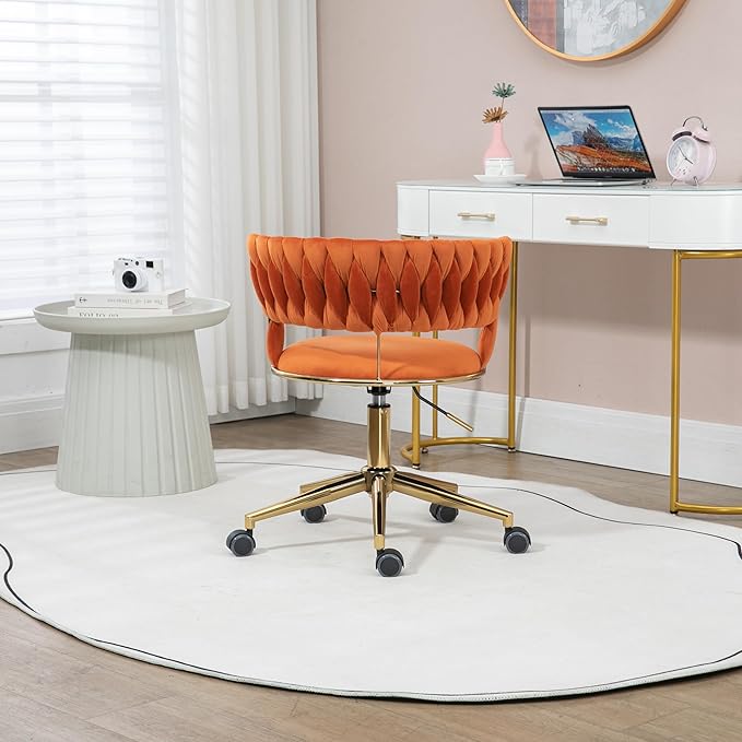 Home Office Desk Chair Vanity Chair Modern Adjustable Home Computer Executive Chair Swivel Task Chair for Small Space Living Room Make-up Studying