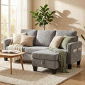 Furnimart Modern Small 3-Seater Sofa Set with Storage Ottoman Compact Couch for Small Space Chenille Fabric Solid Wood Frame Side Pocket &amp Storage Footstool Living Room Apartment(Grey)