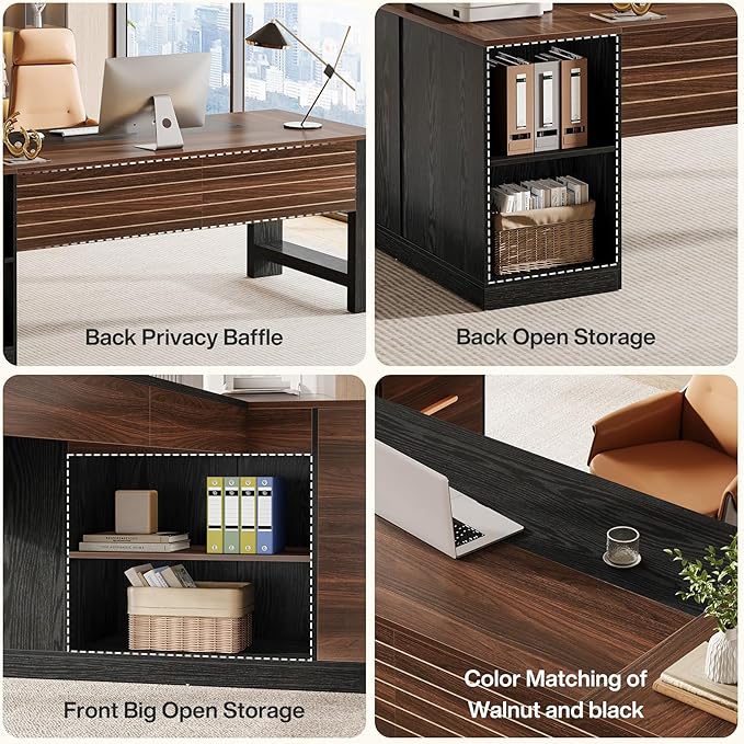 Tribesigns 78 L Shaped Executive Desk Large Office Computer Desk with Drawers and Lateral File Cabinet Modern Business Furniture Workstation with Storage Shelves for Home Office