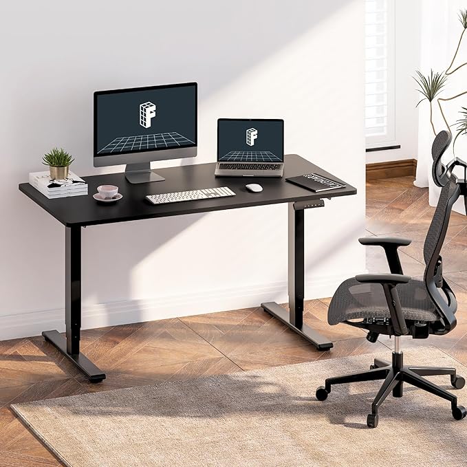 FLEXISPOT E6 3-Stage Dual Motor Electric Standing Desk 48 x 30 Sit Stand Up Desk Holds 220 lbs Adjustable Height w/Memory Presets One-Piece Black Desktop &amp Black Frame Ships in 2 Boxes