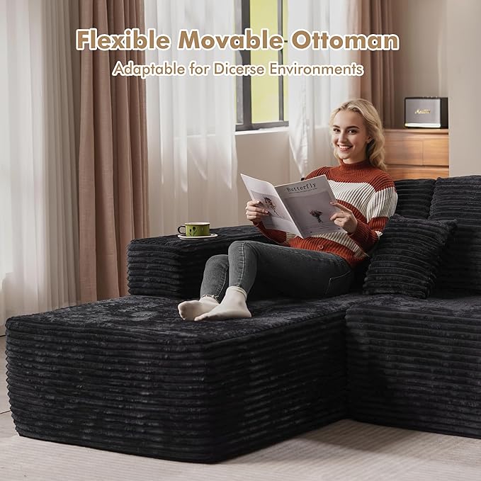 134 Modular Sectional Sofa Cloud Sectional Couch with Deep Seat Modern Modular U-Shape Sofa Couch with ChaiseUpholstered Couches for Living Room Bedroom