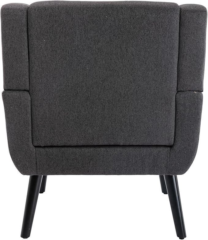 Modern Soft Linen Material Ergonomics Accent Chair Living Room Chair Bedroom Chair Home Chair with Black Legs for Indoor Home