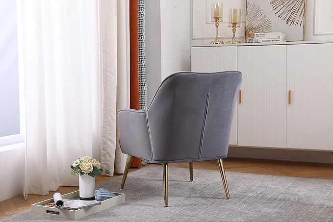 Modern Mid Century Chair Velvet Sherpa Armchair for Living Room Bedroom Office Easy Assemble