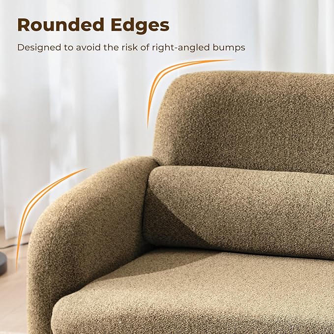 Furnimart Modern Loveseat &amp 2 Accent Chairs Set 3 pcs Sofa Set for Living Room Two Seater Couch with 2 Armchairs Comfy Upholstered Boucle Sofa Small Couches for Apartment Office Chenille Bro