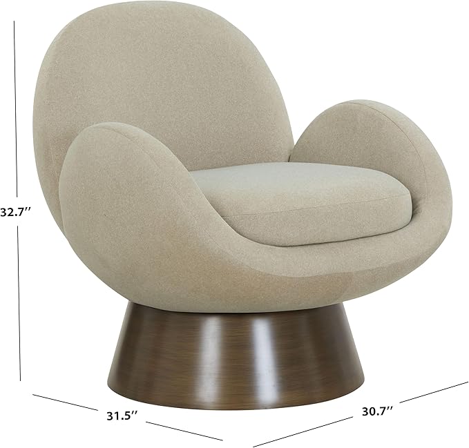 SAFAVIEH Couture Collection Paolini Light Brown &amp Antique Gold Metal Base Accent Chair