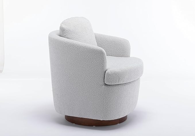Teddy Fabric Armchair360°Swivel ArmchairClub Reading Chair for ApartmentLiving RoomOfficeReception AreaLight Gray