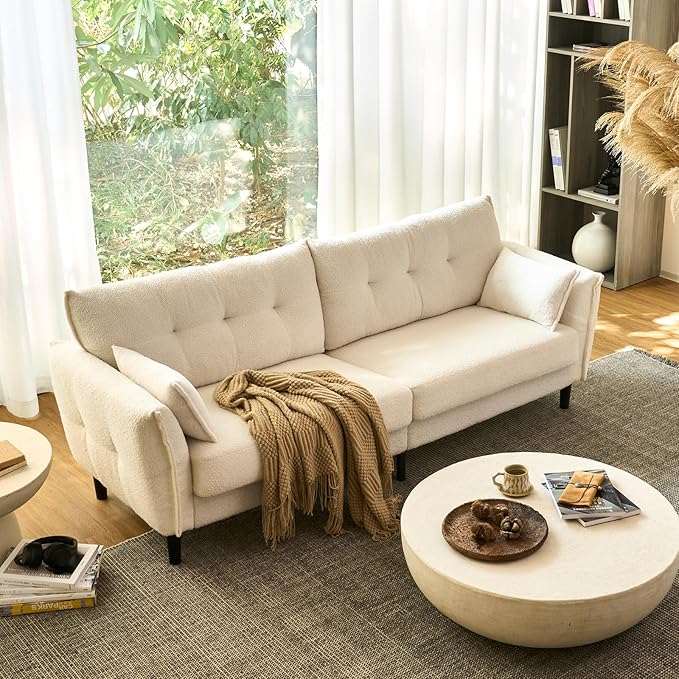 85.8 Modern Loveseat Sofa Love Seat Couches for Living Room Button Tufted Upholstered Furniture Solid &amp Easy to Install Small Couch for Bedroom Office Apartment