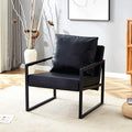 PU Leather Accent Chairs for Living Room Mid Century Modern Arm Chair Comfy Black Accent Chair with Soft Back Cushion Modern Side Chairs for Bedroom Office Metal Frame (Black)
