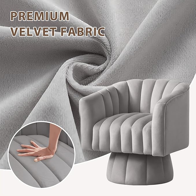 YSICK Swivel Accent Chair360°Swivel Barrel Chairs Mid-Century Chair with Wide Upholstered Modern Velvet Fabric Round Armchair for Living Room Lounge Bedroom