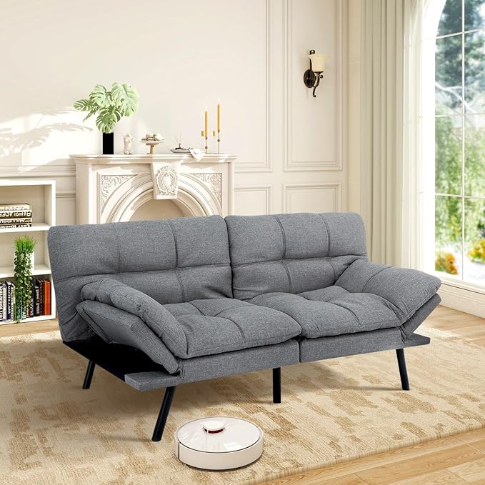 MUUEGM Futon Sofa Bed Memory Foam Futons Modern Office Couch Sleeper Bed Convertible Love seat Sofa for Small SpacesApartmentOffice with Adjustable Armrest Backrest