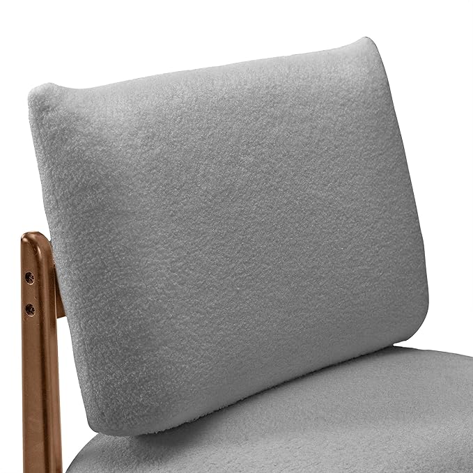 Modern Living Room Accent Chair Teddy Fleece Solid Rubberwood Frame Contemporary Lounge Seating for Reading Corner (Gray)