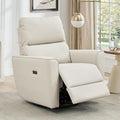 GarveeHome Power Swivel Glider Recliner Chair PU Leather Nursery Electric Rocker Recliner Chair with Lumbar Support &amp USB Port for Living Room Bedroom and Nursery (White)