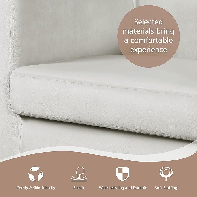 Topeakmart Elegant Style Club Accent Upholstered Velvet Reading Chair for Living Room Reception Room Bedroom Beige