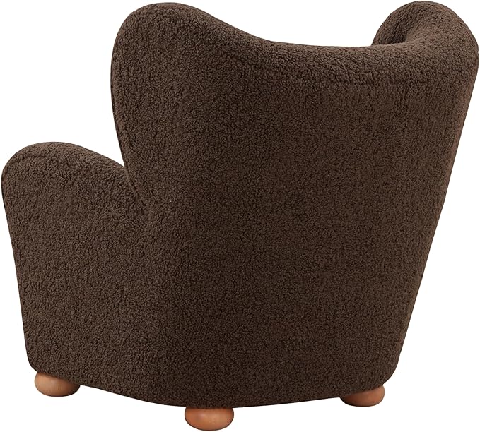 SAFAVIEH Couture Collection Galloway Dark Brown Faux Shearling/Natural Wingback Accent Chair