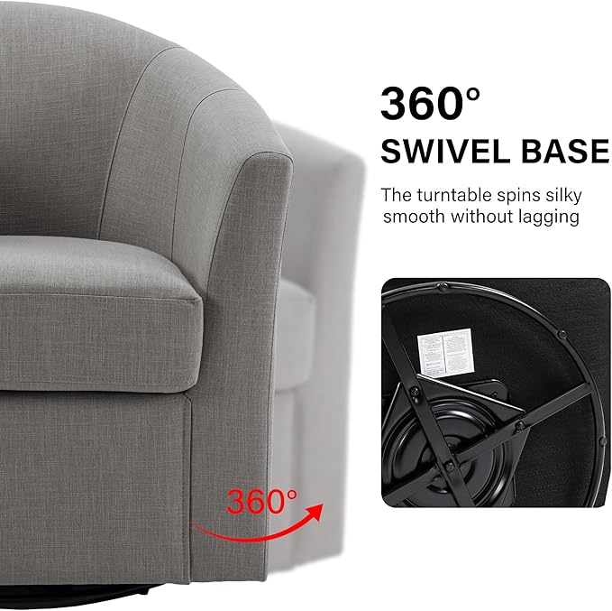 Swivel Accent Chair Armchair Modern Round Single Sofa Seating Comfy Reading Barrel Chairs for Living Room Bedroom (Coffee Set of 2)