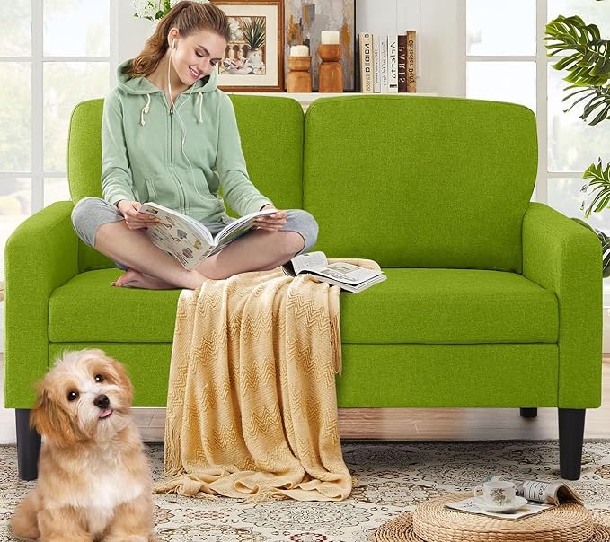 BEEY Small Couches for Small Spaces 53 Loveseat Sofa for Bedroom Modern 2-Seater Couch with Button Tufted Back Comfortable Love Seat for Bedroom Apartment Living Room Office - Green