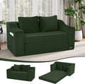 MeMoreCool Convertible Sofa Bed Pull Out Loveseat Sofa Sleeper Couch for Bedroom Living Room Lounge 2 in 1 Small Couch Bed with Pillow Foldable Love Seat Futon Corduroy Green