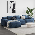 118 Oversized 3-Seater Cloud CouchL-Shaped Boneless Couch Modern Corduroy Upholstery couches for Living Room Modular sectional SofaMovable Ottoman No Assembly Required (Blue)