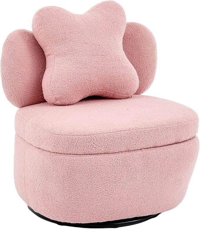 Teddy Velvet Swivel Accent Chair with Storage 360° Rotating Ergonomic Armchair Scratch-Resistant Upholstered Sofa Chair for Living Room Bedroom Nursery Apartment or Small Spaces 300 lbs Capacity