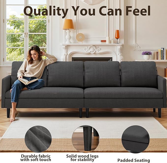 Gizoon Modular Sectional Sofa Convertible L Shaped Couch 4 Seat Modern Sofa Bed with Detachable Modules Terry Cloth Fabric 6 Legs for Living Room Apartment Small Space Dark Grey