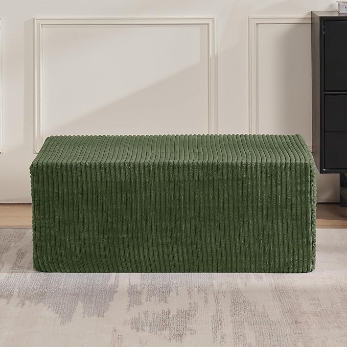 40 Memory Foam Couch Footrest Cloud Modular Sofa Ottoman Upholstered Floor Sofa Ottoman Upholstered Sofa for Bedroom Living Room No Assembly Required (Green Plush Corduroy Fabric)