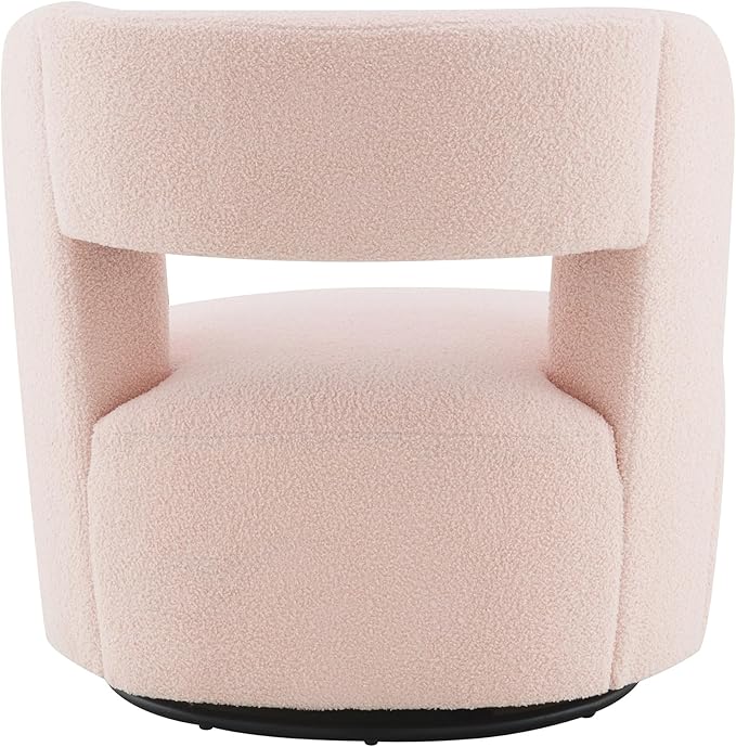 Swivel Barrel Chair with Soft Teddy Fabric Comfy Round Accent Chair for Living Room.Upholstered Performance Fabric for Living Room Bedroom Reading Waitingroom1 PCTeddy Light Pink