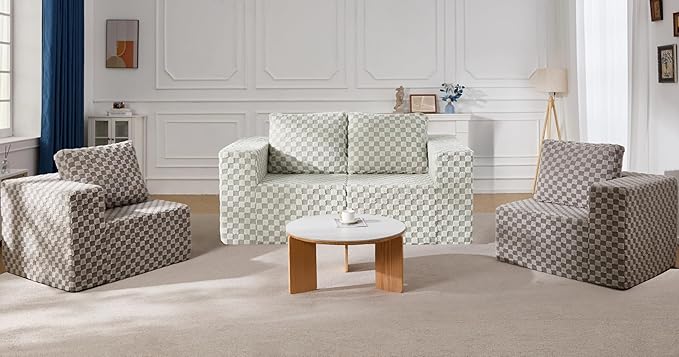 Modular Sectional Sofa 2 Seater Loveseat Modular Couch with Deep Seat Memory Foam Cloud Sofa Chair with Pillows Oversized Sectional Sofa for Living Room Bedroom (Plush GREYOLIVE Loveseat)