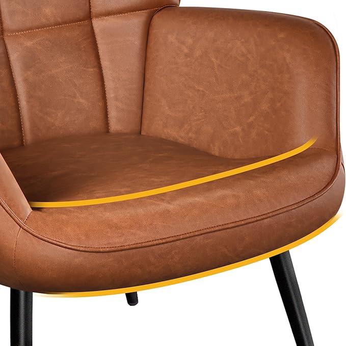 Topeakmart PU Leather Accent Chair Modern Armchair with Tufted High Back Oversized Vanity Chair Reading Chair for Living Room/Bedroom Brown