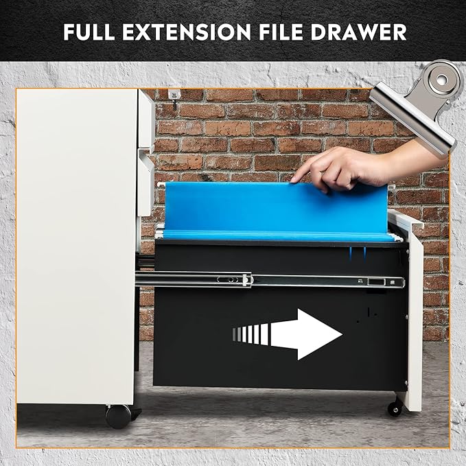 DEVAISE 3-Drawer Mobile File Cabinet (Under Office Desk) Assembled Except Casters Fits Letter/Standard Sizes White