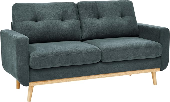 67 Green Loveseat Sofa Mid Century Modern Love Seat Sofas and Comfy Corduroy Couches for Living Room Button Tufted Small Cloud Couch for Bedroom Office Apartment Small Space Easy Assembly (Green)