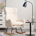 Modern Rocking Chair with High BackrestTeddy Material Comfort Arm Rocker Lounge Armchair for Living Room
