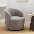 FOXHUNTER Swivel Barrel Chair 360° Small Single Sofa Armchair Comfy Round Sofa Chair Boucle Chairs Padded Armchair Modern Round Accent Arm Chairs for Living Room Bedroom Chenille Light Gray