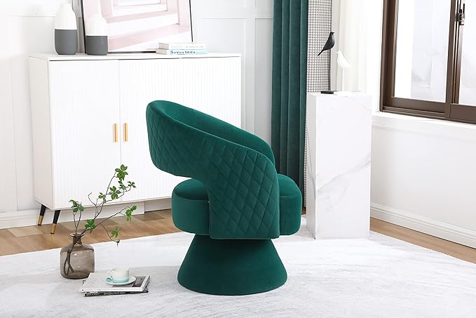 Swivel Accent Chair Armchair Round Barrel Chair in Fabric for Living Room Bedroom Green