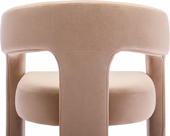 Wahson Modern Dining Chair Set of 2 Velvet Upholstered Barrel Kitchen Chair Round Dining Chairs with Wooden Legs Assembled Accent Armchairs for Dining Room/Living Room/Bedroom/Side Khaki