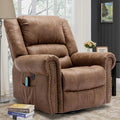 VIVIJASON Massage Swivel Rocker Recliner Chair with Heat &amp Vibration 360° Swivel Manual Glider Rocking Reclining Chair with Remote Control Side Pockets &amp USB Ports for Living Room Nut Brown