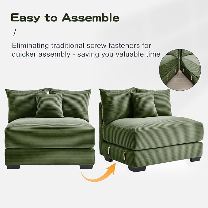 ERYE Modern Corduroy Upholstered Accent Chair Oversized Wider Seat Armchair Leisure Comfy Sofa Chair with Removable CushionArmrests and 3 Pillows for Home Apartment