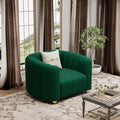42 Velvet Sofa Chair for Living Room Modern Single Sofa with Gold Metal Sphere Legs (Green-1 Seater)
