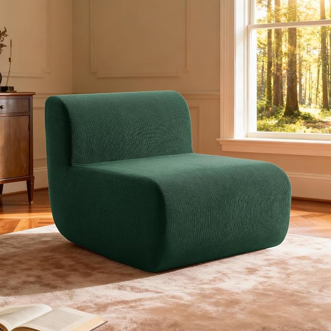 Small Boneless Chair for Living RoomSingle Floor ChairCorduroy Fireside Bean Bag ChairsMemory Foam Lounge Sofa Chairs for Bedroom Couch in a BoxDeep Green