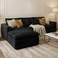 L-Shaped Corner Corduroy Sectional Sofa 4 Seat Modular Boneless Sofa Foam Cloud Couch with Movable Ottoman and Toss PillowsModern Deep Seat Convertible Chaise Sofa