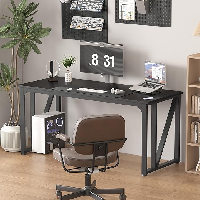 NSdirect Computer Desk 62.2×22.8 Inch Gaming Desk with Deeper &amp Thicker Desktop Office Desk Work Desk for Home Office Black