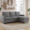 L Shaped CouchReversible Sofa with Linen FabricConvertible Sectional Sofa for Small Space Linen Grey