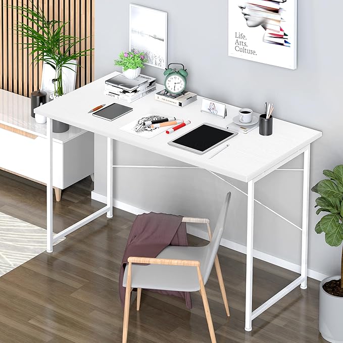 Small Space Writing Desk with Headphone Hooks Modern Simple Design Suitable for Study Home Office and Living Room
