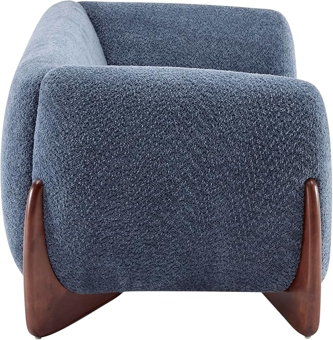 Christopher Knight Home Almab 82 Inches Sofa Couch Cozy Boucle Upholstered 3-Seater Sofa Wood Frame Couch Comfy Couches for Living Room and Office Modern Sofa Lounge Seating Navy Blue