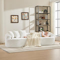 Curved Sectional Couch 110 Chenille Cloud Sofa with 4 Pillows 4-Seater Sleeper Sofa for Living Room Apartment Full Compression Sponge (Beige 110 Inch)